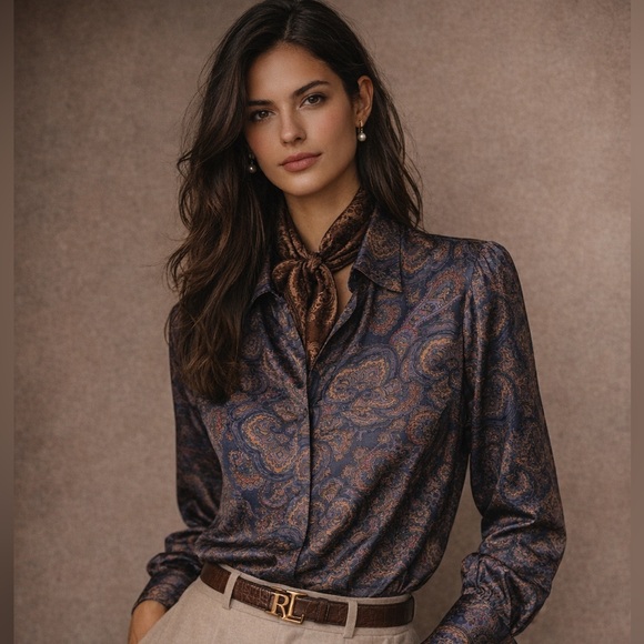 Ports International Tops - Vintage Ports International Paisley Blouse, Cufflinks, French Cuff, Sz S